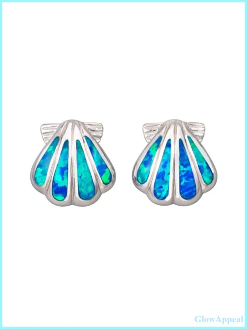925 Sterling Silver Stud Earrings Koa Wood Larimar Blue Opal Gemstone